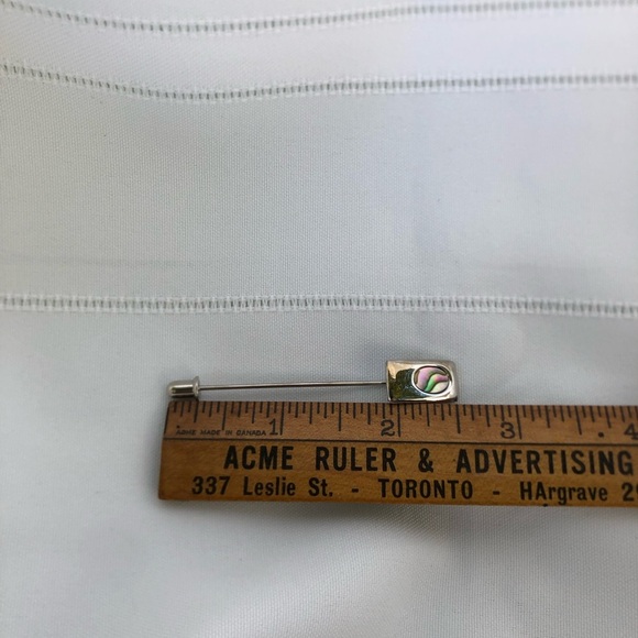 Vtg Tie Pin with Abalone Inlay - Picture 7 of 10